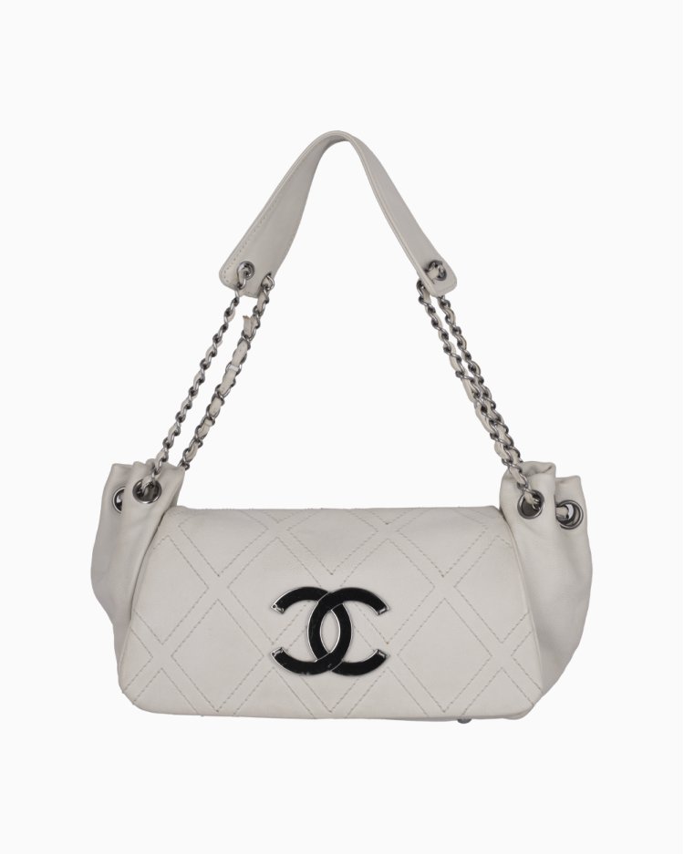 Bolsa Chanel Original Outdoor Ligne Accordion Flap Off White Feminina